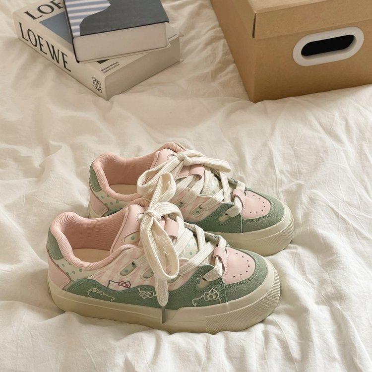 

Breadboard shoes women s 2025 bow spring new thick-soled versatile niche little white shoes ins shoes 35