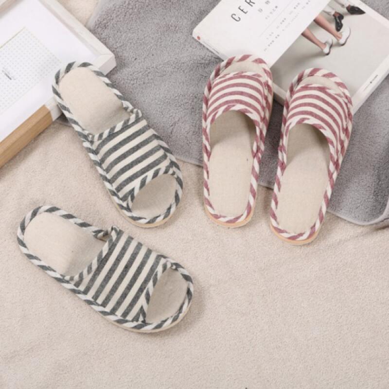 Linen slippers for women and men, living room slippers, office slippers Beige 37