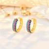 Female Rainbow Zircon Stone Hoop Earrings Vintage Fashion Gold Color Wedding  For Women