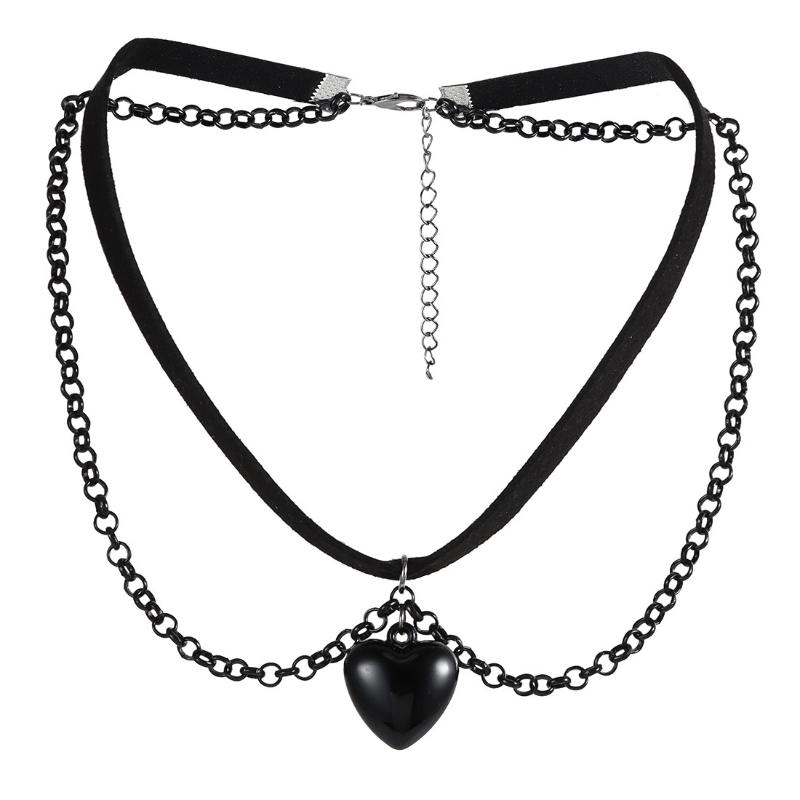 

Готическое черное лунное ожерелье-подвеска для женщин, многослойная металлическая цепочка, бусины, чокер, Хэллоуинские украшения A7