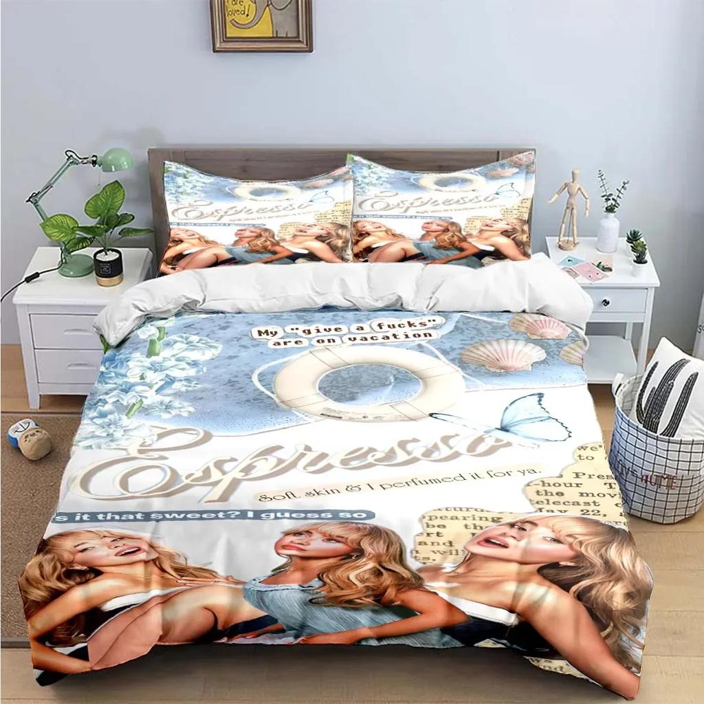 Conjunto de cama com estampa de carpa Singer Girls S-Sabrina Conjunto de suprimentos para cama requintados Conjunto de capa de edredom Conjunto de cama Conjunto de cama Presente de luxo