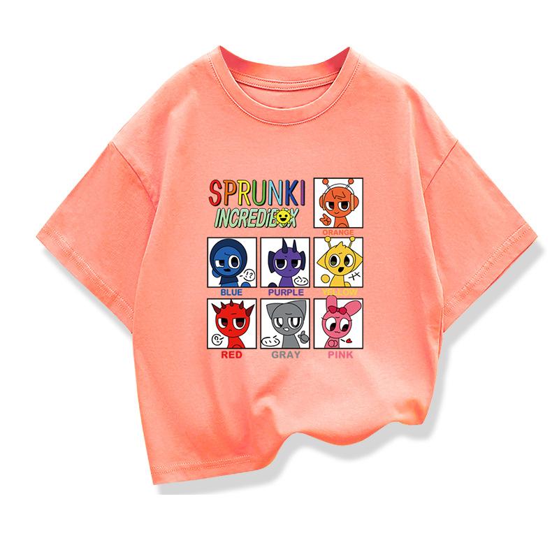 Summer Kids Game Incredibox Tshirt Cute Sprunki Cartoon Tops Baby Girls Spring O-Neck TeeChildren Short Sleeve Shirt Clothes