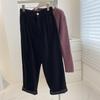 Women's Autumn and Winter Plus Size Corduroy Trousers Warm Tall Waisted Thin Loose Casual Corduroy Wide Legged Straight Trousers