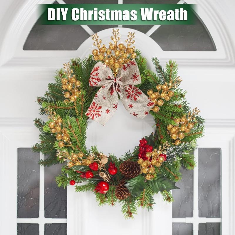 1-10 SZT Złoty Puder Jagoda Sztuczne Rośliny DIY Boże Narodzenie Sztuczna Roślina Bukiet Kwiatów Ornament Dom Ogród Impreza Ślub Dekoracje