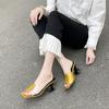 Women's Shoes Summer Transparent Film Slippers Color Matching Half Drag Sandals Open Toe Thick Heels
