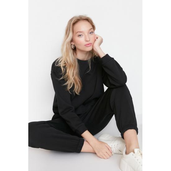 Set de trening tricotat din lână bej cu model obișnuit