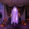 Halloween Partyartikel für Erwachsene Hängende Geisterschaukel Dekoration mit Fernbedienung & LED-Lichterkette, Wasserdichte Gruselige Beleuchtete Veranda Dekoration