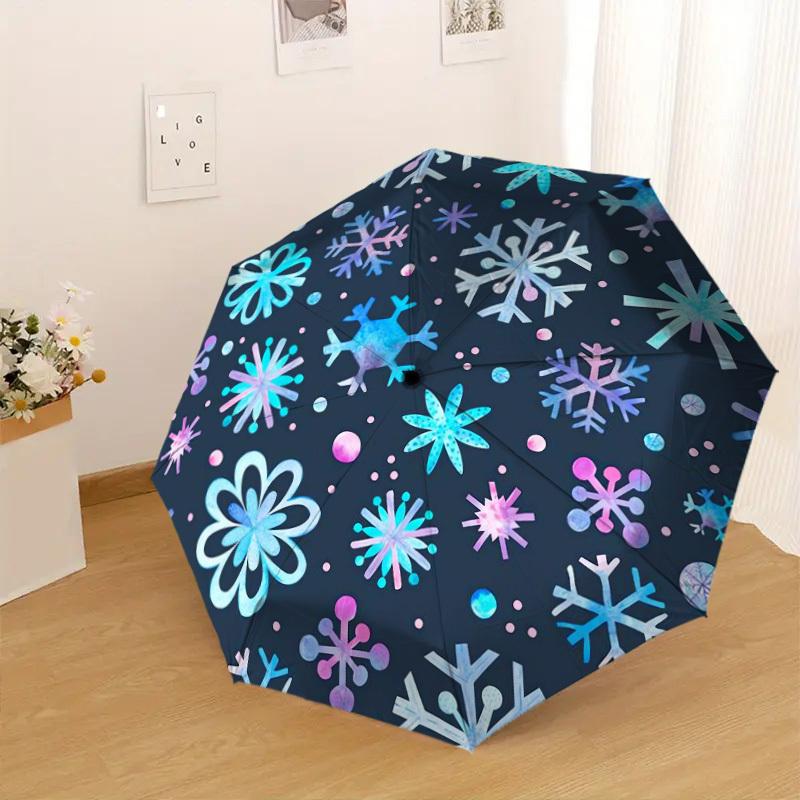 1pc Snowflake Winter Pattern Umbrella  Automatic Opening and Closing Umbrella, High Quality Umbrella, Ideal Gift for Her 187