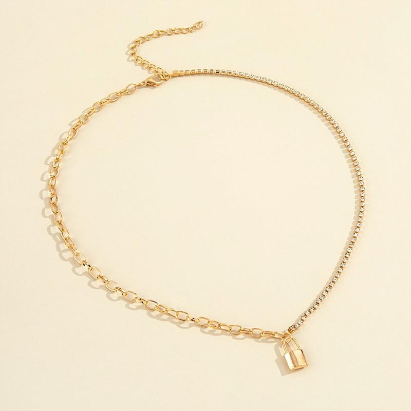 Europe, America, Fashion Trend Irregular Chain Diamond Accessories Women, Simple Claw Chain Lock Pendant Necklace