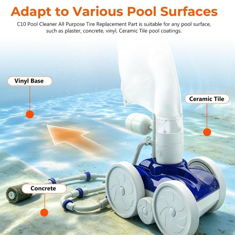 Pool Cleaner Replacement Tires, 3-Pack Rubber Set for 180, 280, 360 and 380 Pressure-Side Cleaner Models, for Direct Worn Tire Maintenance