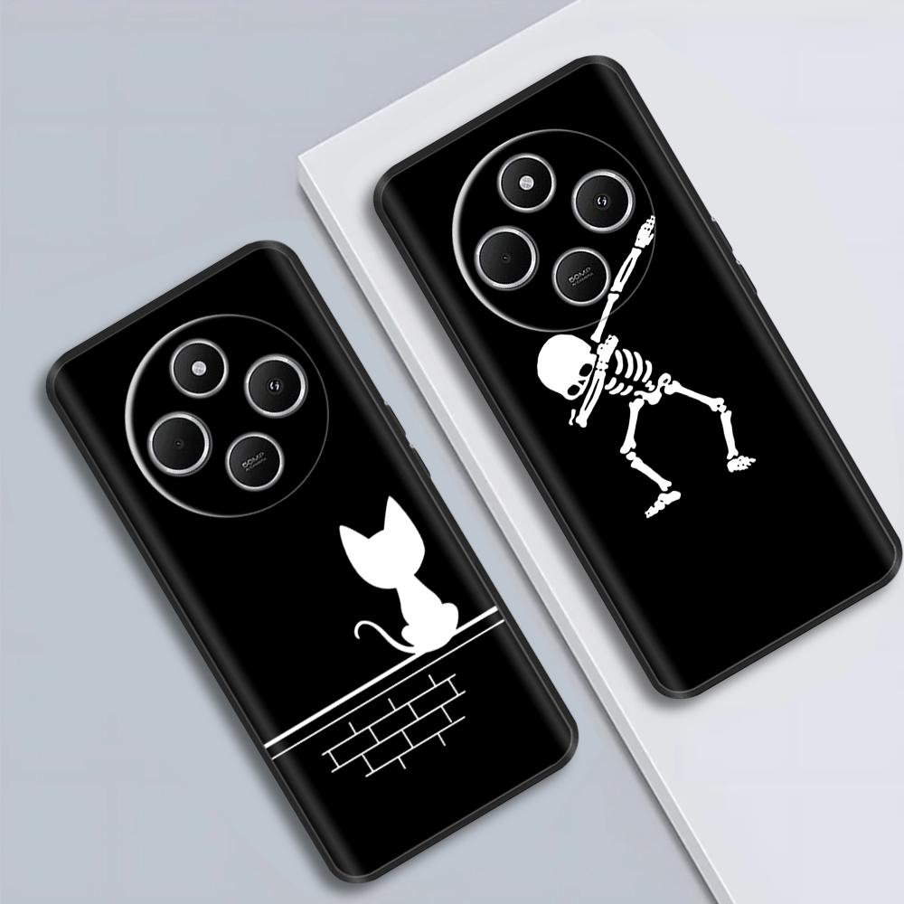 Luxury Painted Case For Redmi 14R 5G Soft Black Silicone Bumper Back Cover for Xiaomi Redmi 14R 14C Cases Funda Shockproof Shell