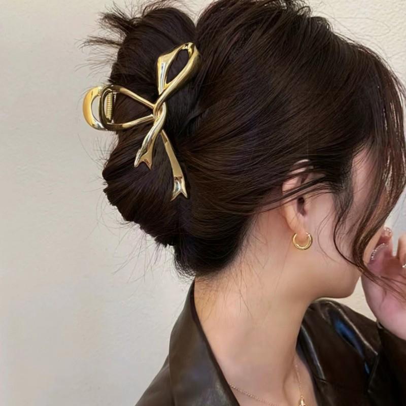 

Винтажные металлические заколки для волос с большим бантом, модные нерегулярные заколки для волос с хвостиком, заколки для волос в виде краба, заколки для волос для женщин, аксессуары для волос, подарки золотой