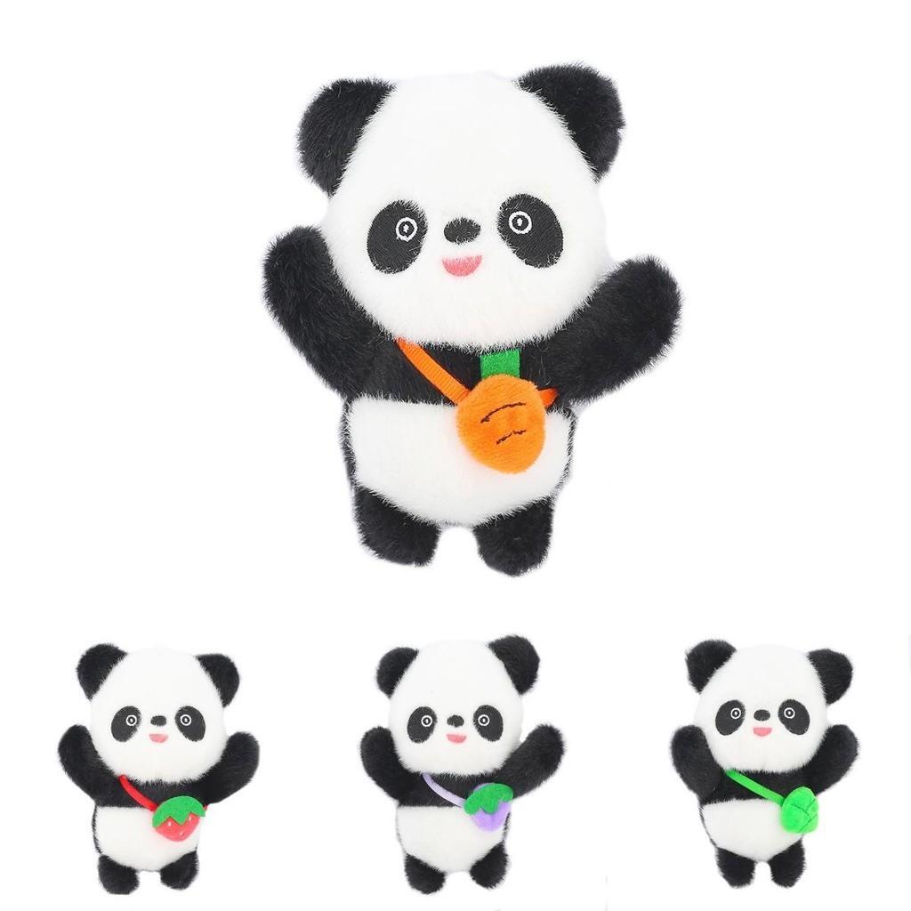 Adorable Panda Plush Keychain With Fruity Backpack Charm Premium Mink Fur Cute Animal Toy