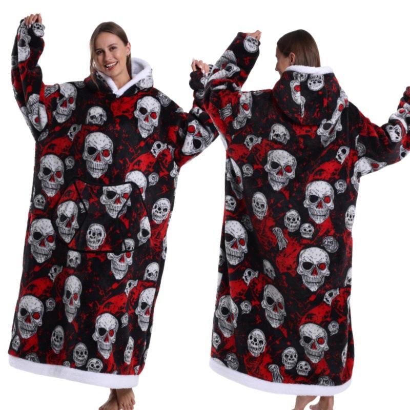 Autumn and winter sports and leisure warm TV blanket senior women's plush comfortable soft bathrobe warm fluffy robe