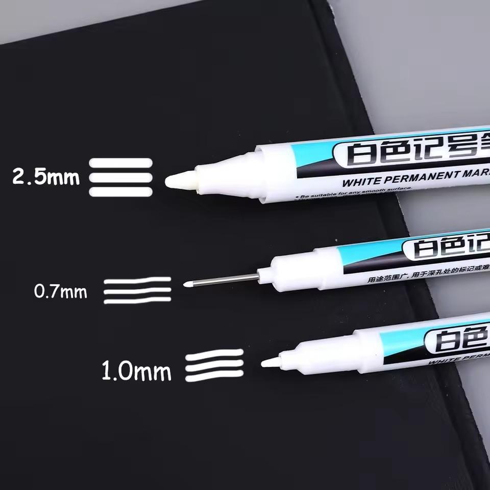 5/1Pcs Oily White Marker Pen Graffiti Pens Waterproof Permanent Gel Pencil Tire Notebook Glass Painting Pen 0.7mm 1mm 2.5mm