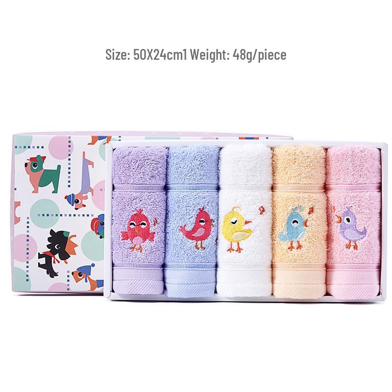 Jieliya Kids Pure Cotton Face Towels - Baby, Home Use, Gift Box Set 50*25 cm