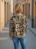Autumn and winter new leopard print short sweater women's cross-border V-neck casual knitted cardigan top 3580 KTB