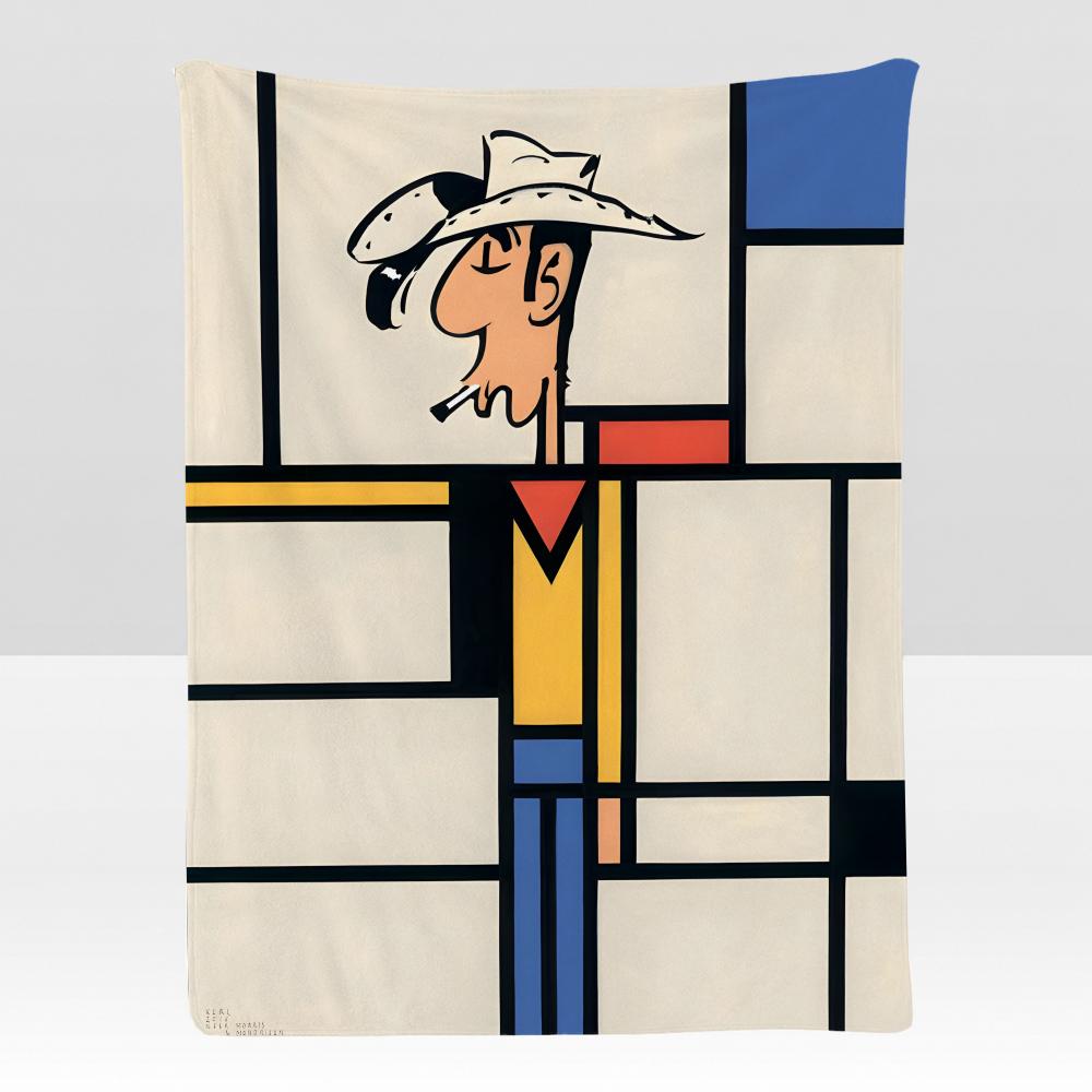 Comic LLucky LLuke Weiche Flanelldecke für Bett Schlafzimmer Sofa Picknick Überwurf Hautfreundlich Atmungsaktiv Geschenk Decke