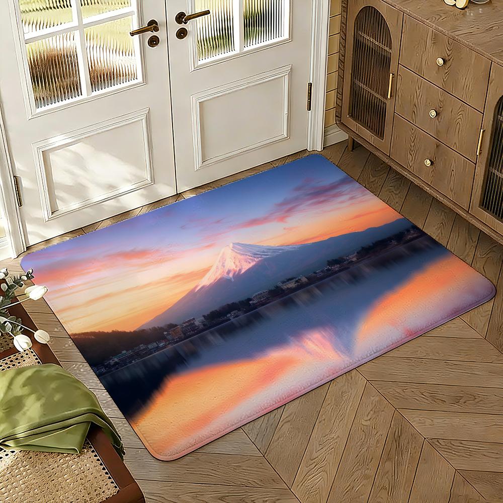 Mount Fuji Floor Mat Soft Thickened Absorbent Non-Slip Bedroom Living Room Door Mat Home Decor Flannel Rugs