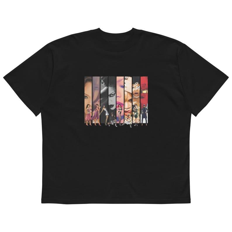 Summer Fashion Trendy Tee Rihanna Albums Collage Shirt Unisex Organic Oversized High Neck T-shirt Riri Era Graphic Tee Y2K 4XL