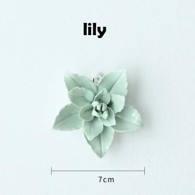 Modern Ceramic Lily Flower Wall Hanging Crafts Home Livingroom TV Background Wall Mural Decoration Hotel Store Wall Ornaments