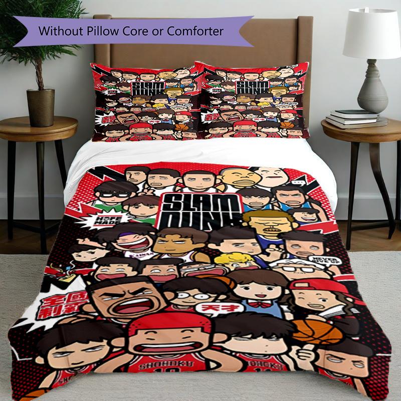 3pcs Duvet Cover Set (1*Duvet Cover + 2*Pillowcase, Without Core), SLAM DUNK Print Bedding Set, Bedroom Decor, All‑Season, Birthday Gift