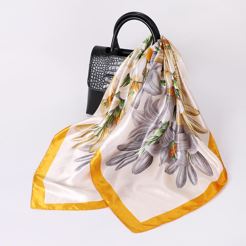 

Высококачественные роскошные шелковые шарфы, повязка на голову, шарфы, шейный шарф для женщин, шелковый шарф с цепочкой, женская декоративная шаль 90cm