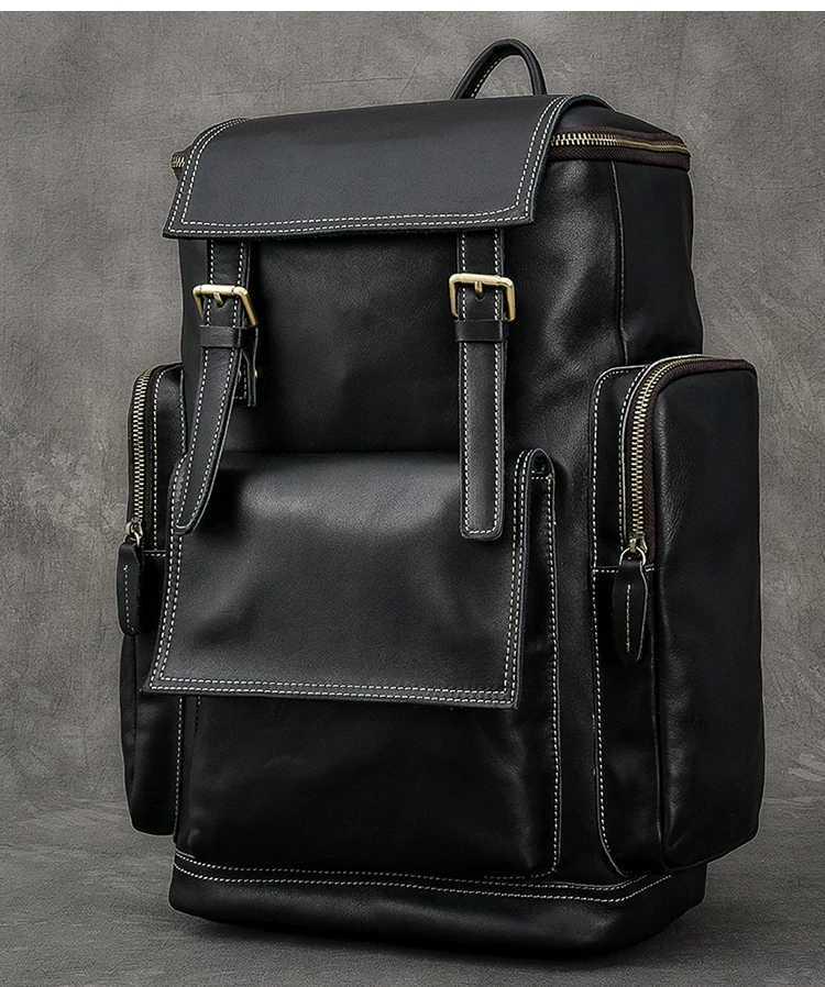 Genuine Crazy Horse Leather Backpack for Men and Women - Retro Cowhide Design