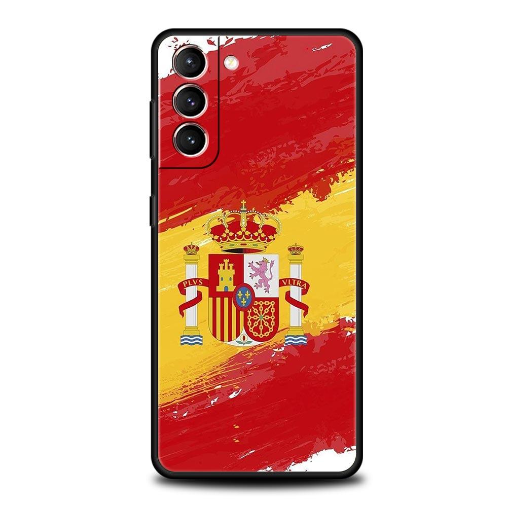 Custodia per telefono bandiera Spagna Per Samsung Galaxy S25 S24 S23 FE S22 Ultra S20 S21 5G S10 Plus S10E Cover Nera Morbida