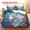Two Tigers  Pattern Bedding Quilt Set  Home Decoration  Gift (1 * duvet cover + 2 * pillowcase, without core)