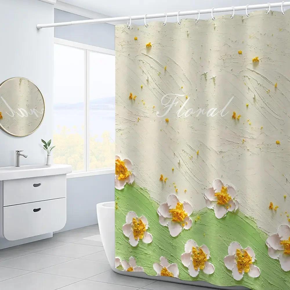 Van Gogh Starry Night Shower Curtain Oil Painting Abstract Art Blue Sky White Cloud Star Moon Scenery Bathroom Decor With Hooks