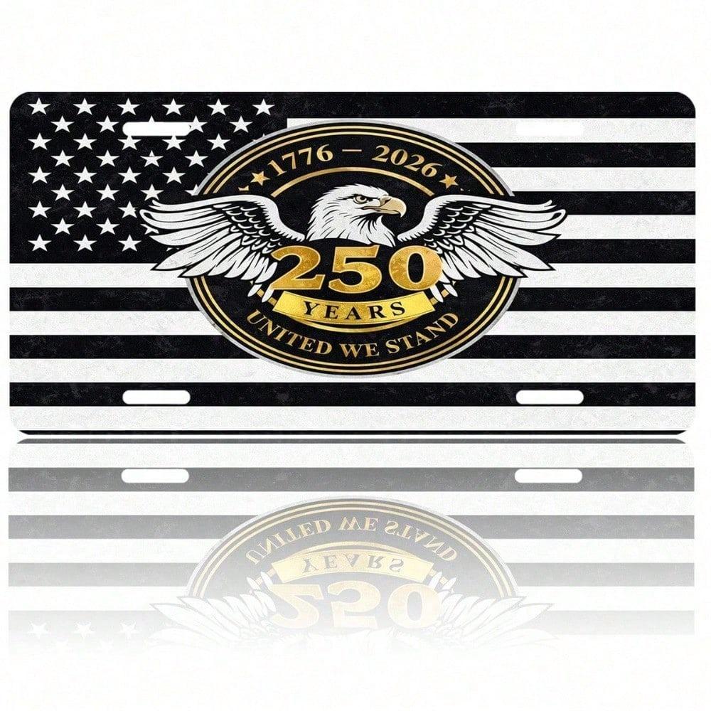 1776-2026 Patriotic License Plate, USA 250th Anniversary Commemorative Aluminum Auto Tag, 5.9x11.8in, Rustproof Front Mount, Gift for History Lovers