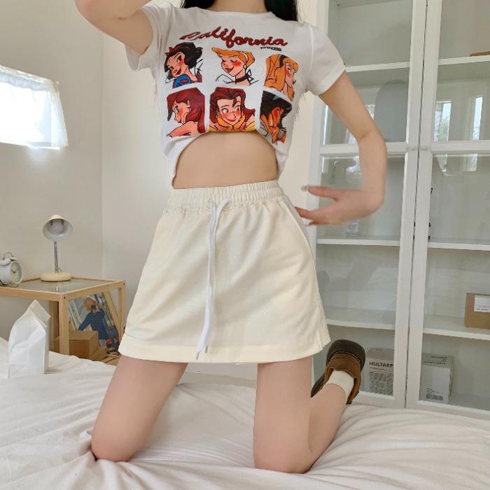 

Women s High-Waist Two-in-One A-Line Sports Skirt Shorts - Summer Slimming Design Medium
