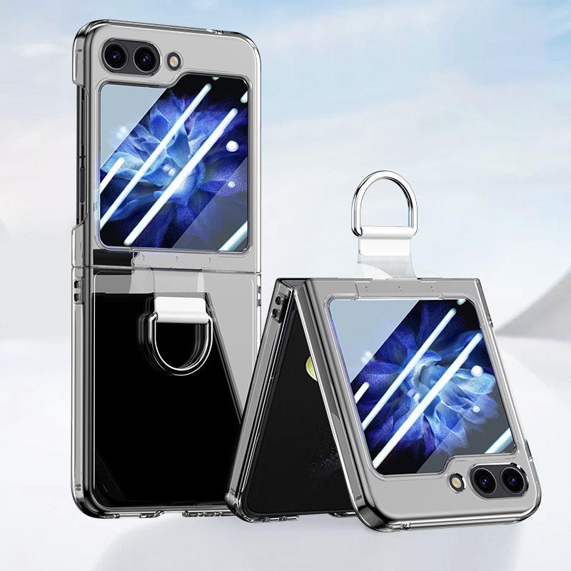 

For Samsung Galaxy Z Flip6 5G Case with Ring Holder Clear PC Phone Cover A