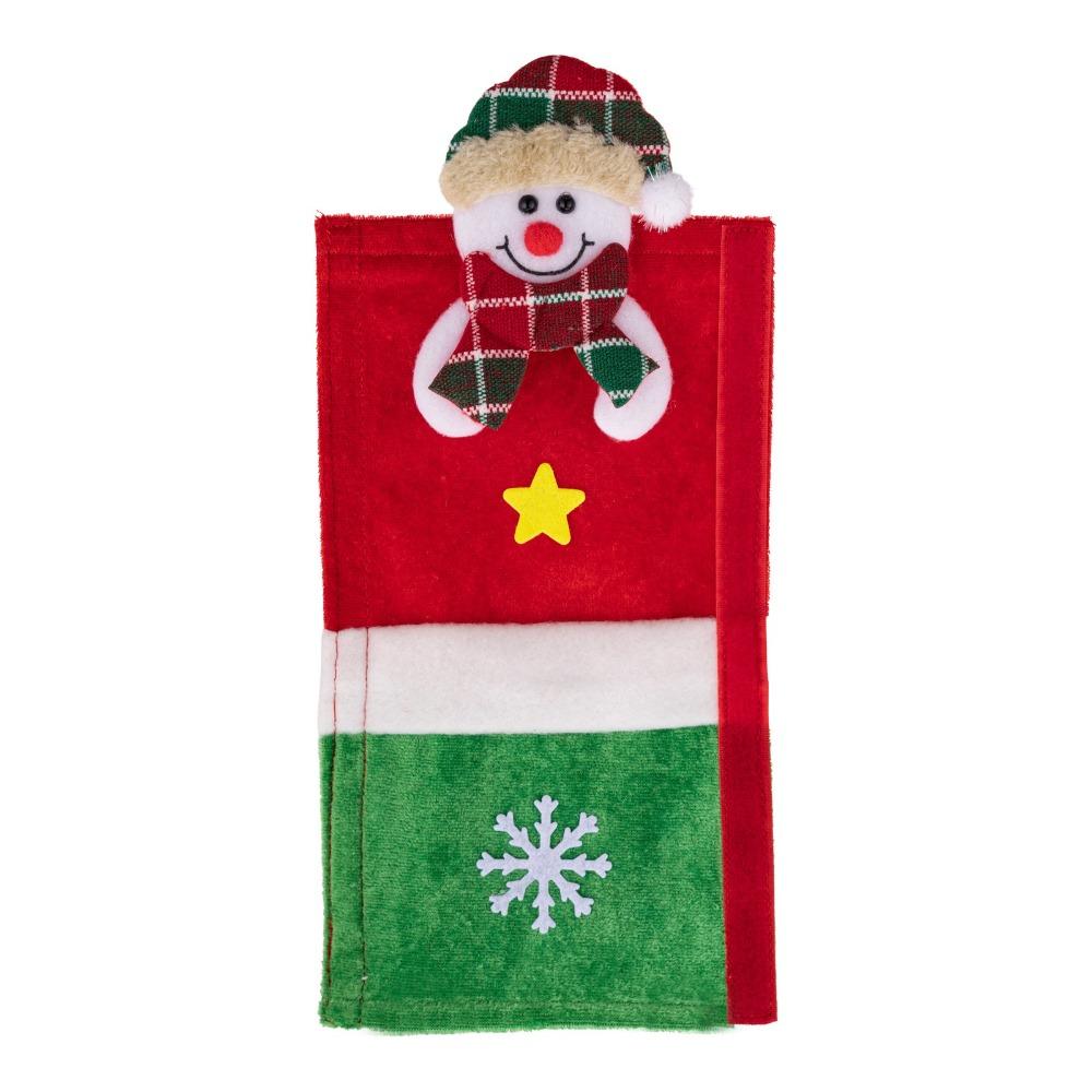 Christmas Theme Christmas Fridge Handle Covers Santa Snowman Reindeer Anti-Static Refrigerator Door Handle Protector Detachable