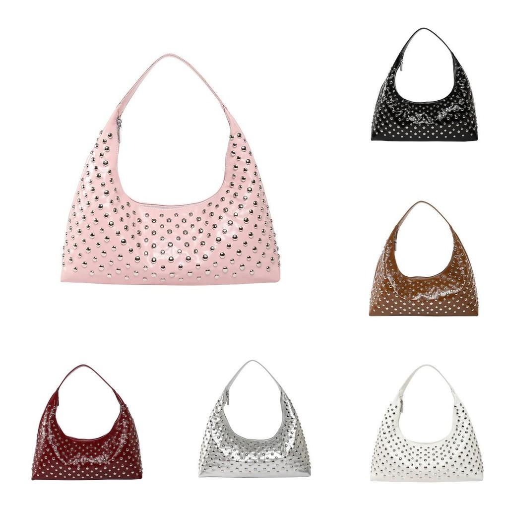 Fashion Style Rivet Bag For Women Summer Large Capacity Pu Material Daily Use
