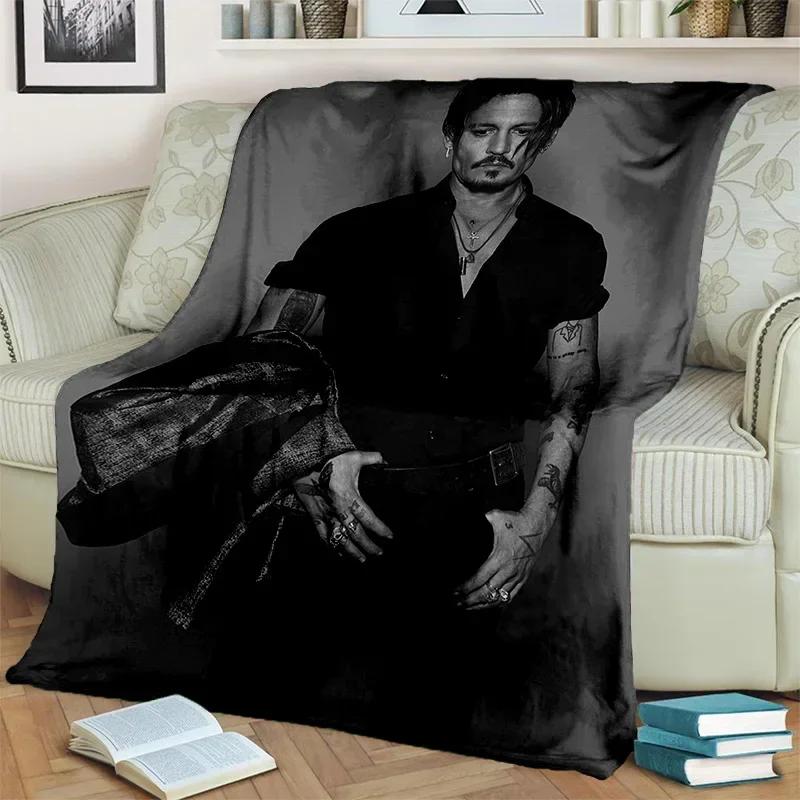 Deka série 3D tisku Johnny Depp, Měkká přehozová deka pro domácnost Ložnici Postel Pohovku Piknik Cestování Kancelář Krycí deka na odpočinek Děti