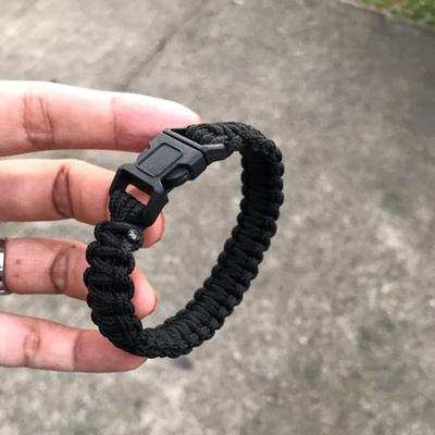 Adjustable Outdoor Camping Paracord Survival Braided Rope Bracelet Men Black Stainless Steel Adjustable Clasp Tool Accessories