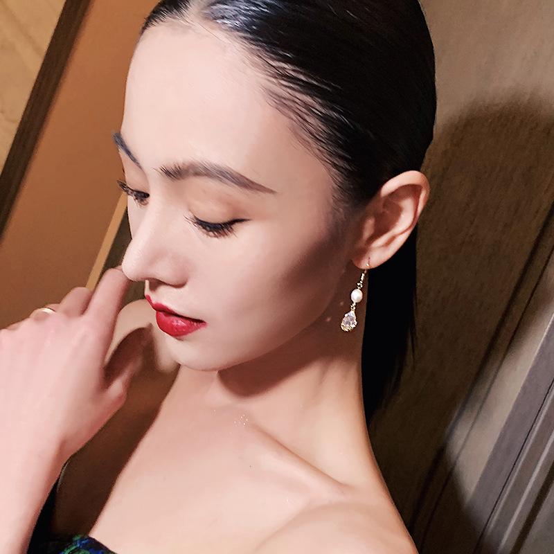 Best Sell Trendy Water Drop Shiny CZ Zircon Freshwater Pearl 14K Gold Filled Female Drop Earrings  Birthday Gifts