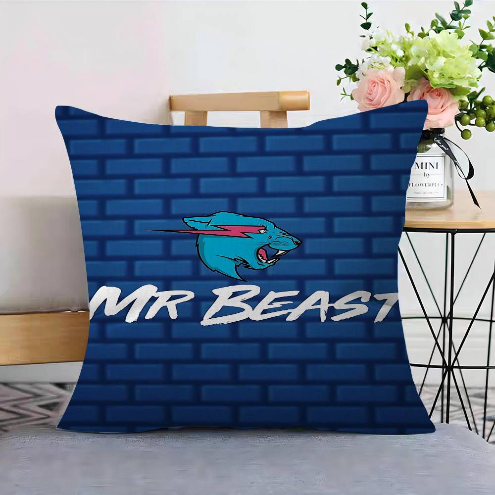 Blogger di Giochi M-MrBeast Federe per Cuscini Cartoni Animati Divano Decorativo Casa Stampa Double-sided Corto Peluche Carino Federa per Cuscino