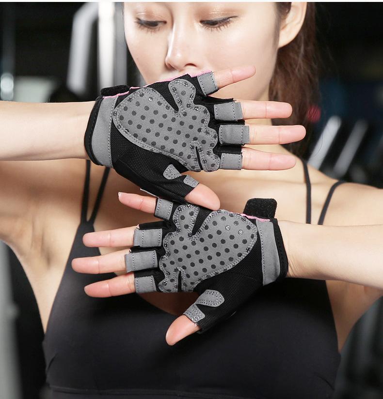 Sports Fitness Gloves Women's Equipment Training Professional Horizontal Bar Anti-slip Anti-wear Gloves Yoga Half-finger Anti-cocooning