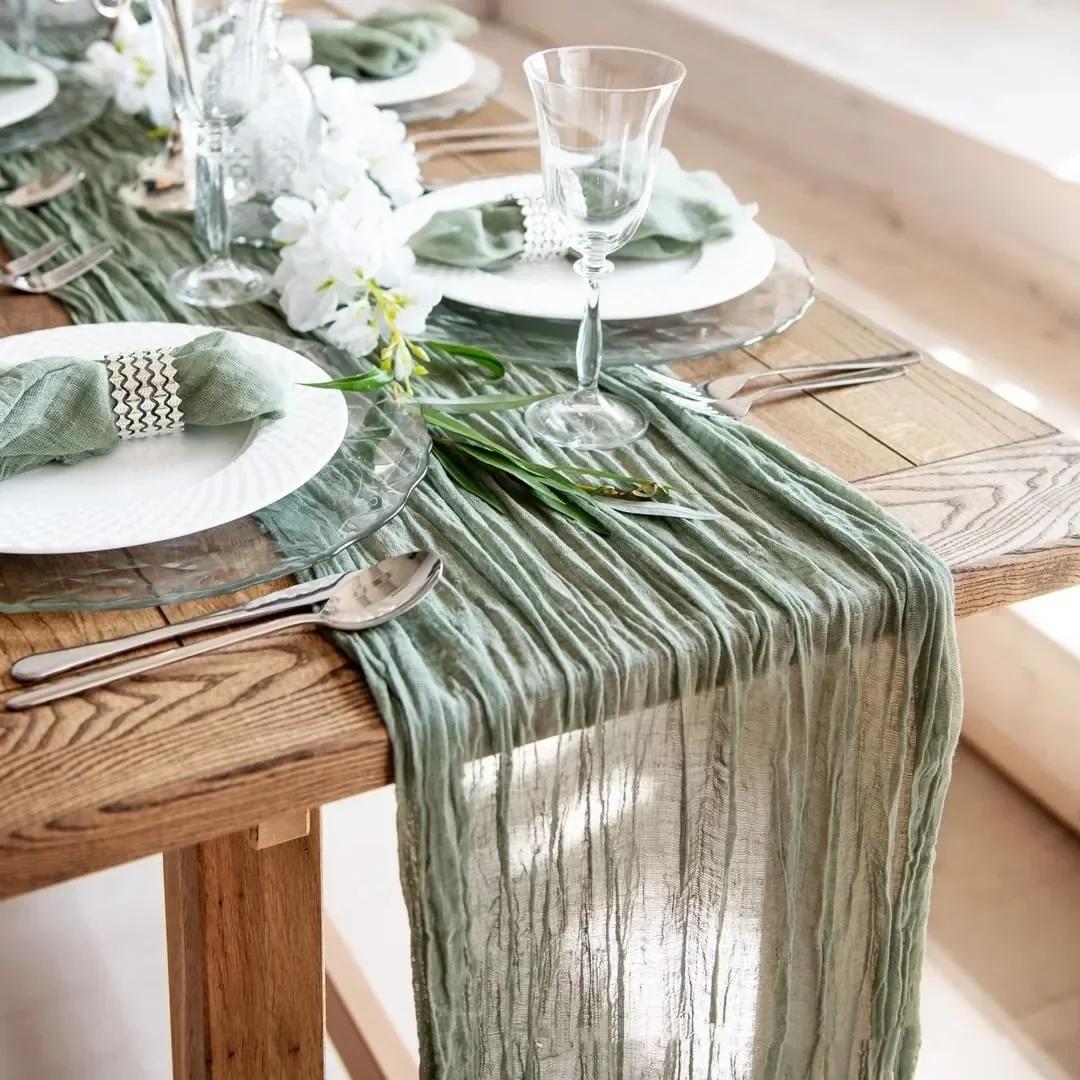 

Gauze Table Runner Dinning Decoration 90*300CM Rustic Country Boho Beach Wedding Party Table Decor Christmas Table Runners 90cmx180cm белый