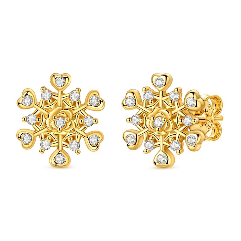 Red Series Original 925 Sterling Silver Snowflake Christmas Hoop Earrings For Women Wedding Christmas Festive Jewelry Gift
