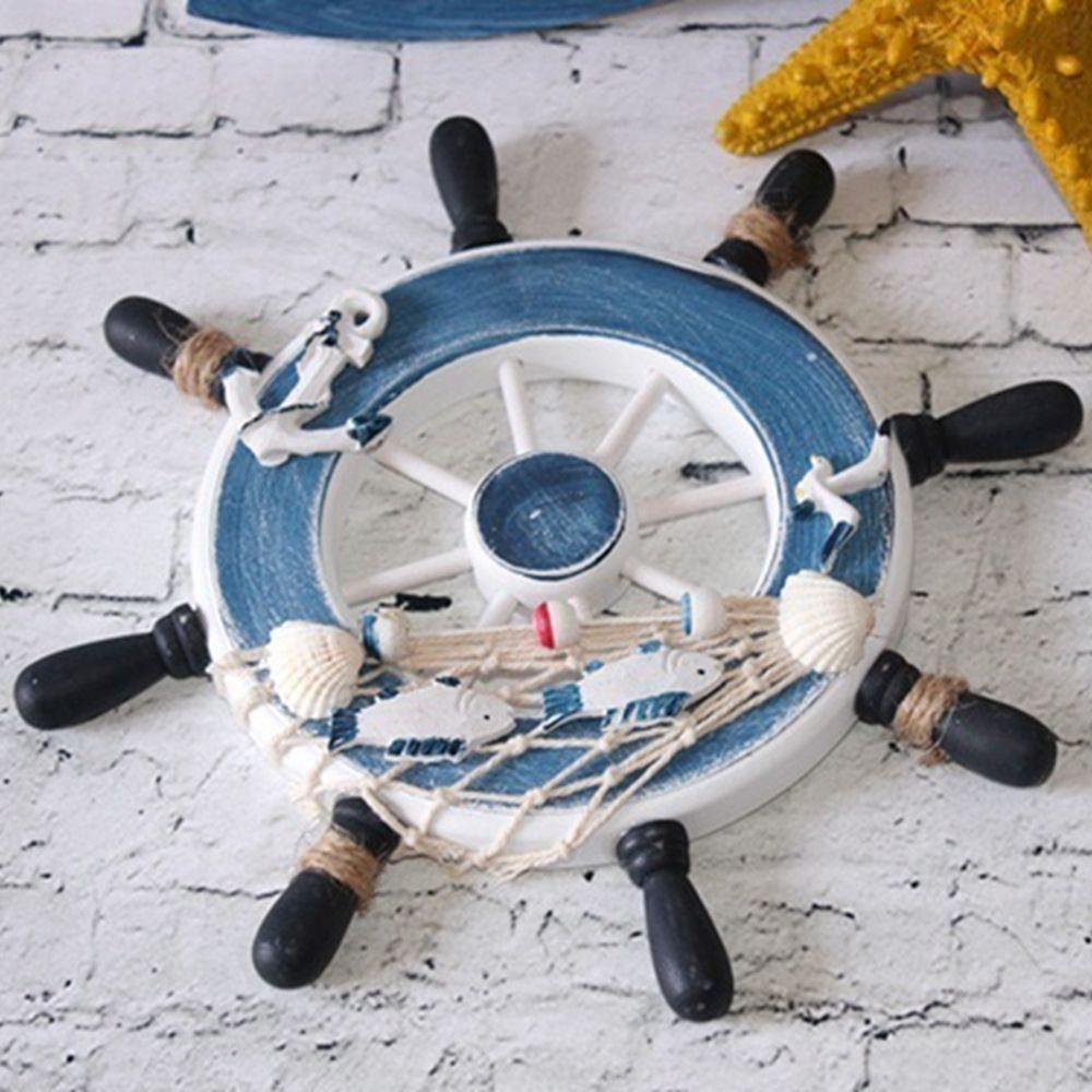 Inch Beach Decoration Crafts Art Home Ship Steering Wheel Hanging Decoration Wall Decor Wooden Boat