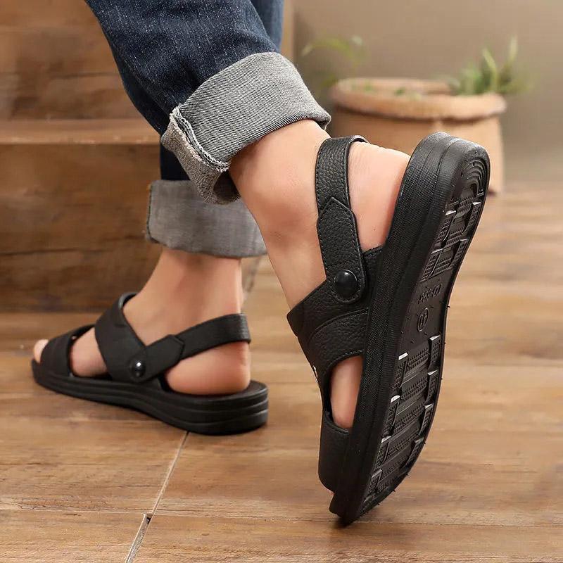 Men's Sandals Thick-soled Summer Non-slip Casual Shoes Comfortable Wear-resistant Outer Wear Dual-use Sandals and Slippers Dad Beach Shoes