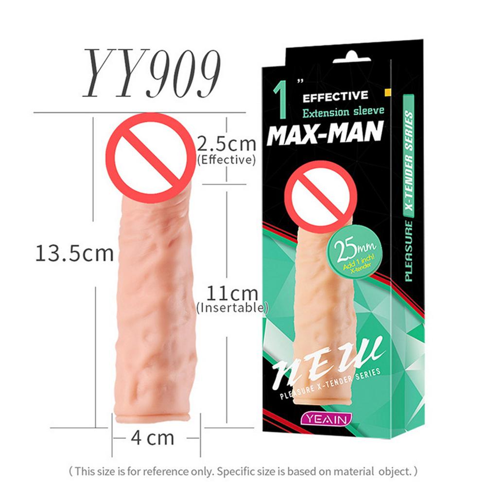 Reusable Penis Sleeve Extender Realistic Penis Condom Silicone Extension Sex Toy for Men Cock Enlarger Condom Sheath Delay