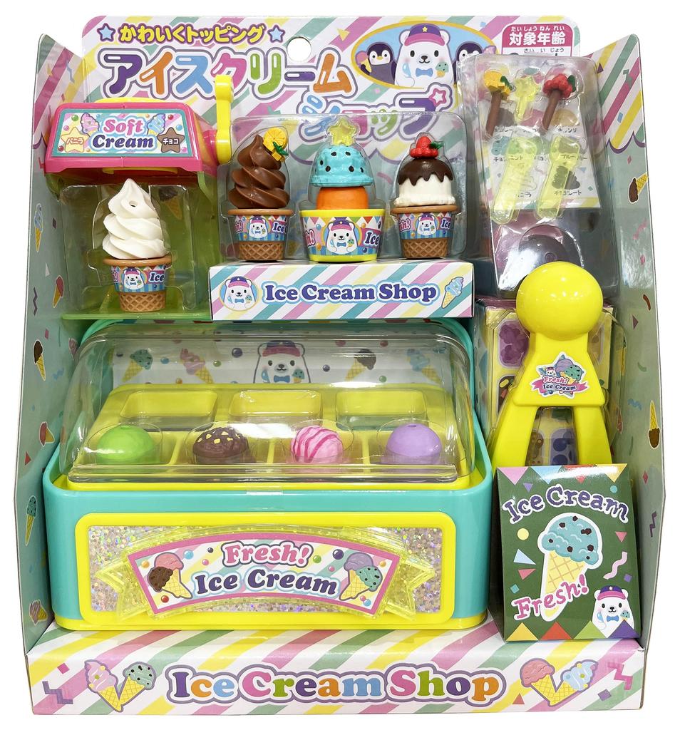 Muraoka Cute Topping Ice Cream Shop Toy Pretend Play for Girls Ages 3 and Up