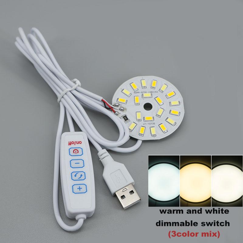 50mm DC 5V USB LED night Lights chips source Desk Book Lamp Switch Dimmable Bedroom Reading extend cable white warm nature light