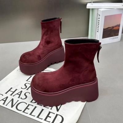 Platform Suede Women Ankle Snow Boots Fashion Flats High Heels Shoes Woman Winter 2025 Trend Designer Brand Zapatillas Mujer