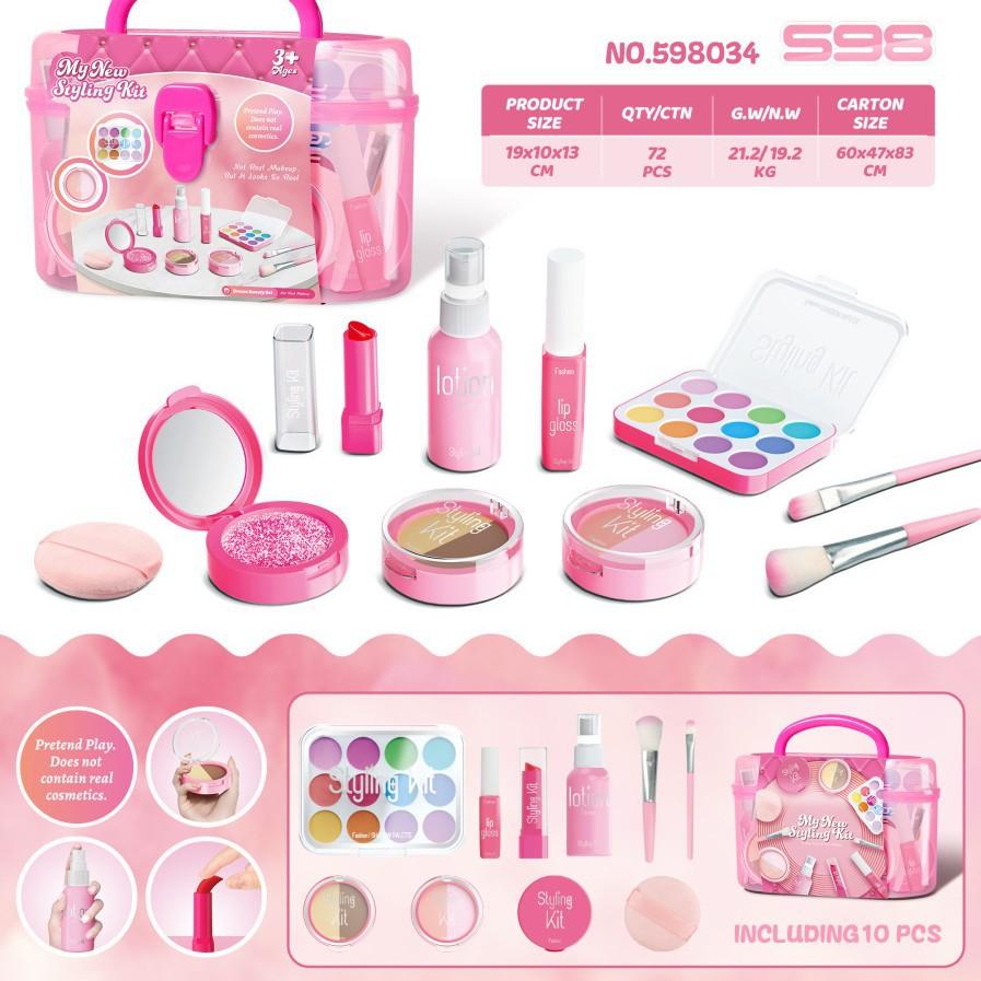 Children'S Play House Simulation Makeup Toys Girls Makeup Sets Non-Smearing With Storage Box Tools